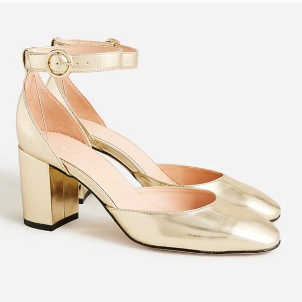 J. Crew Metallic Ankle Strap Maisie Pump Size 9.5
